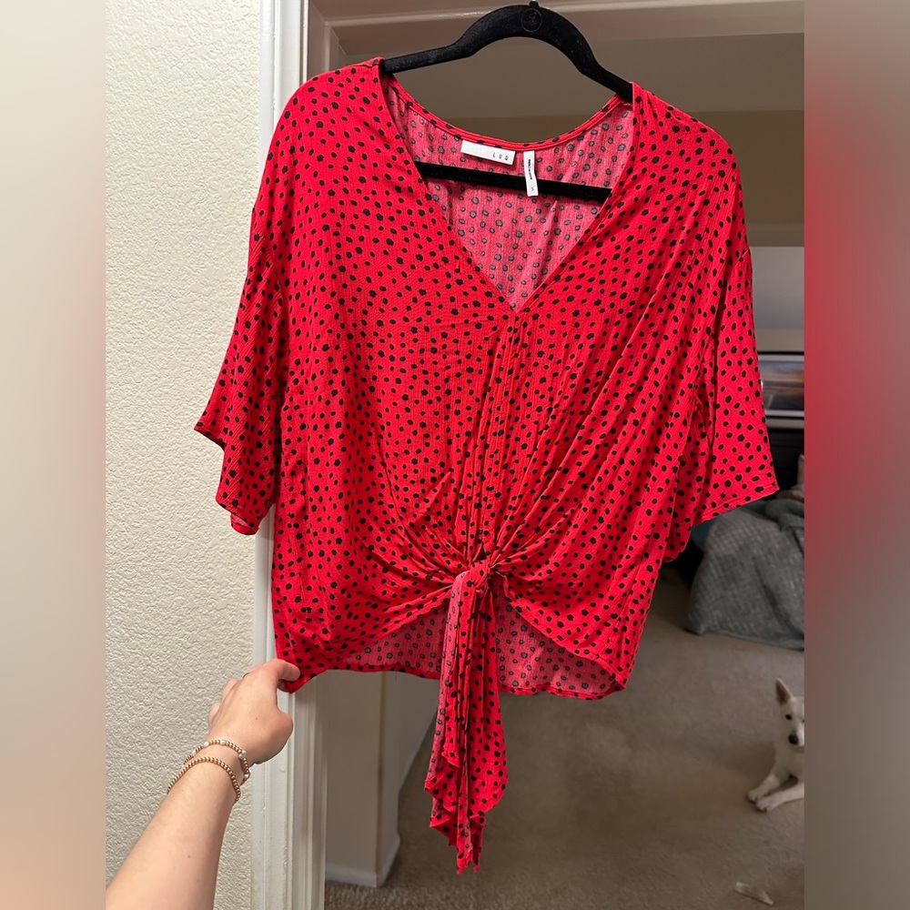 Luq Red tie Blouse